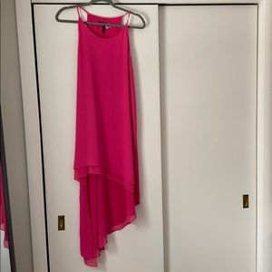 Asymmetric hot pink dress